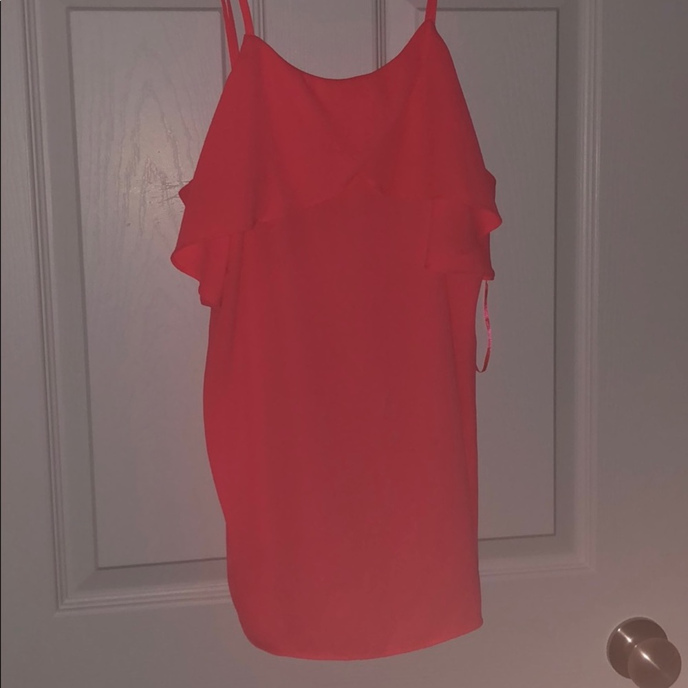 Hot pink/orangish flutter top